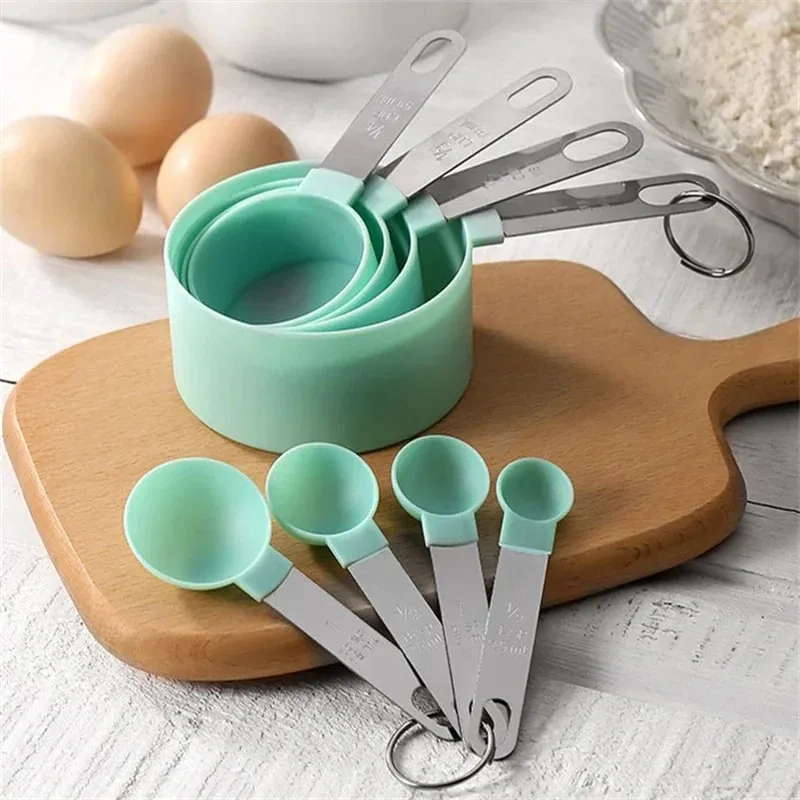4/8PCS/Set Plastic Multi Purpose Measuring Cup Measuring Spoon Stainless Steel Handle With Graduated Measuring Baking Tools