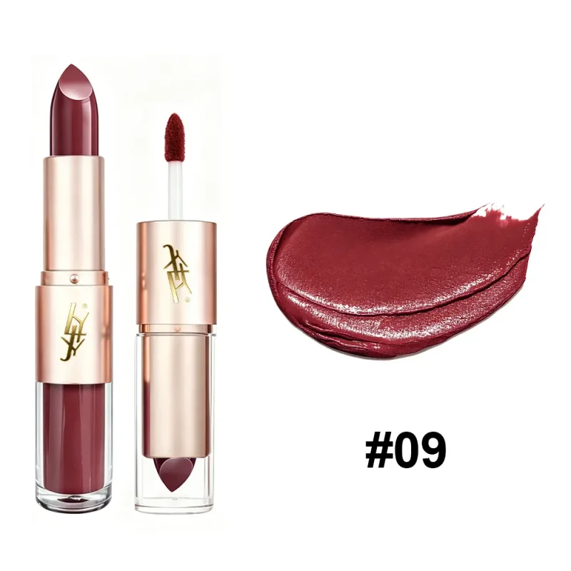 2 IN 1 Dual-End Lipstick & Liquid Lip Gloss High Shine Glossy Lip Color Long Lasting Waterproof Bold Lip Makeup