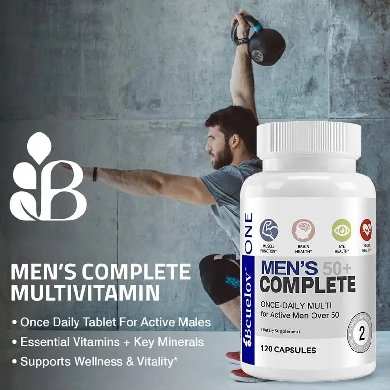Heren 50+ Dagelijkse Super Multivitamine Hoge Kracht Formule voor Hersenen Oog- en Hartgezondheid Vitaminen A C D E K B1 tot B12 Glutenvrij — image 3