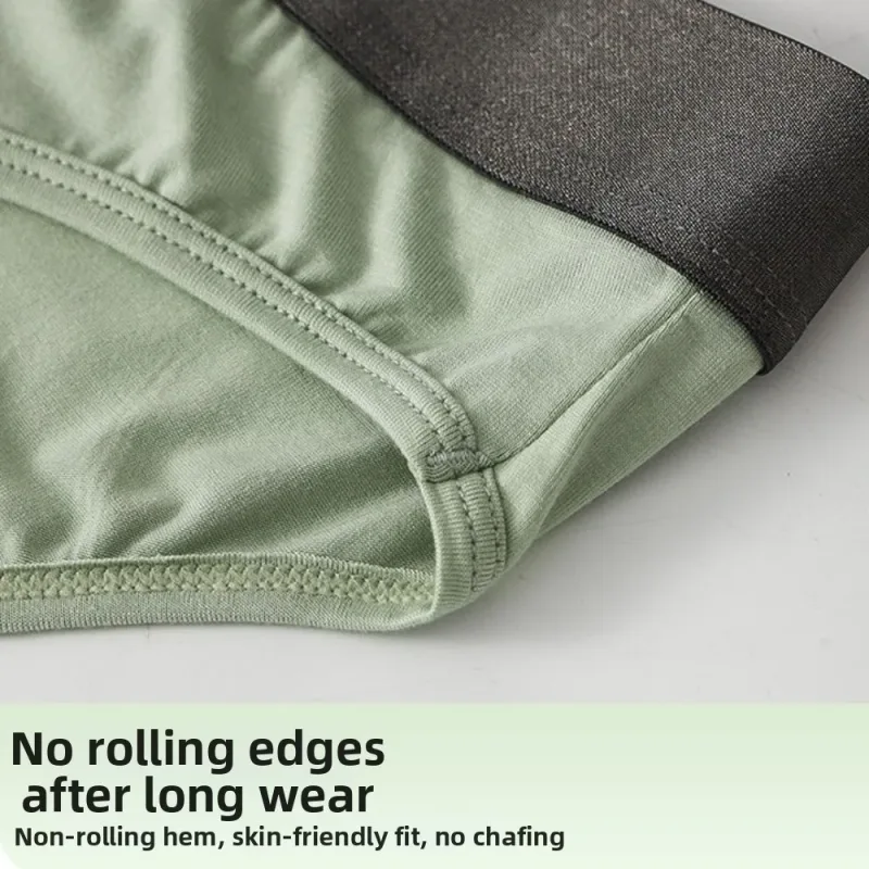 Bamboo Fiber Summer Thin Briefs Men Thin Underpants Splicing Men Front Opening Panties Breathable Lingerie Seamless Underwear
