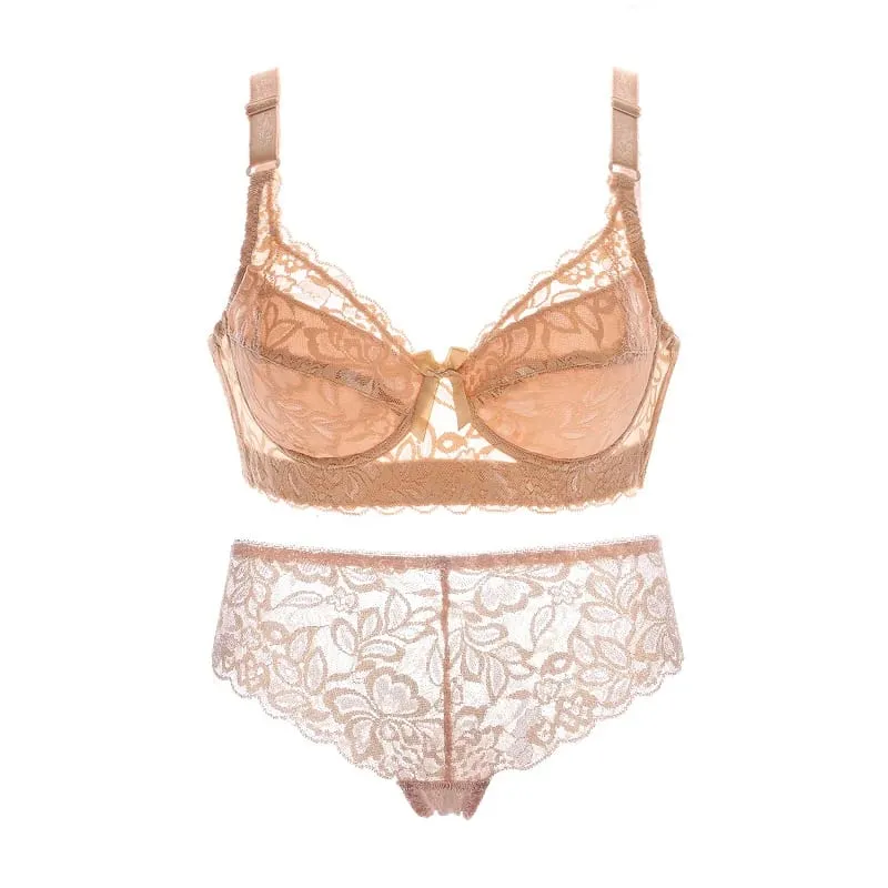 Sexy krajkové tenké kalhotky a kraťasy Velká dámská Bralette Set Push Up Set podprsenky Dívčí top BH Sety spodního prádla Push Up Intimates