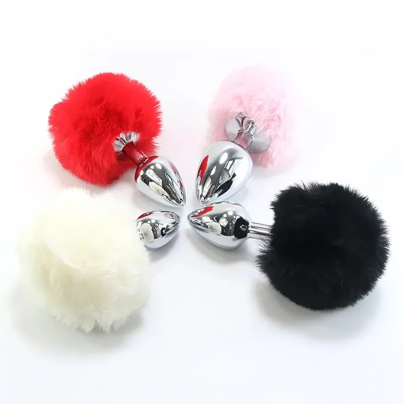 Metal Plush Rabbit Tail Anal Plug Butt Plug Prostate Massager Rabbit Ear BDSM Cosplay Erotic Sex Toys for Women Adults Sex Game — image 3