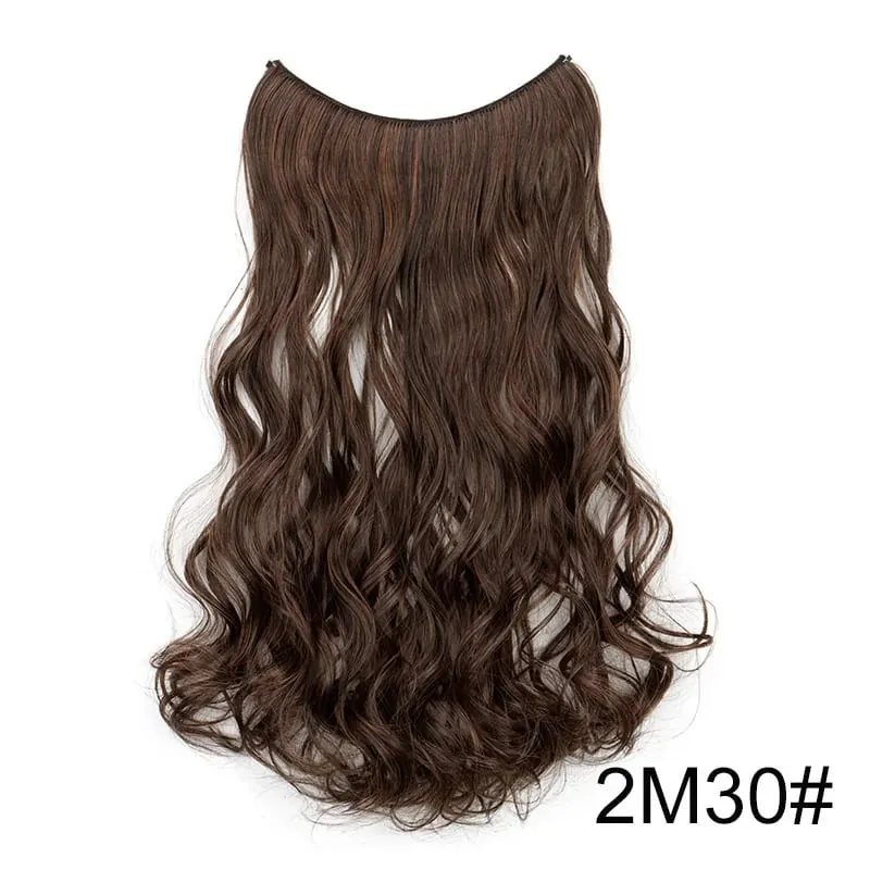 18Inch Synthetic Long Wavy Curly Halo Hair Invisible Fish Line Hair Extensions Heat Resistant Fiber Hairpiece For Women — image 11