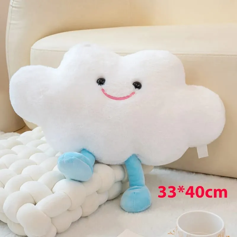 Lovely Smile Moon and Cloud Plush Pillow Comfortable Sofa Cushion Stuffed Soft Doll Home Car Decor Gift