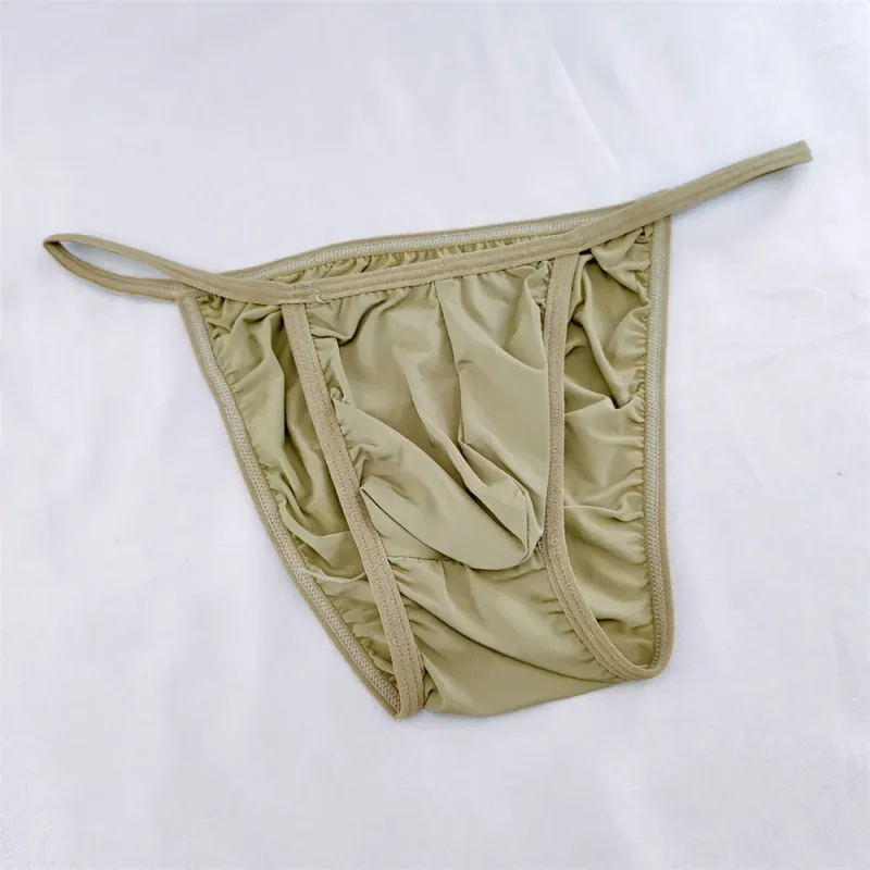 Ice Silk Briefs Men Underwear Solid Color Male Underpants Ultra-Thin Seamless Panties Thin Belt Low Waist