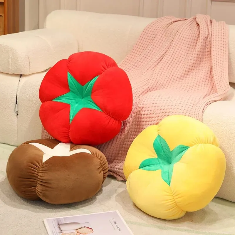 Kawaiiจำลองผักผลไม้Plush Cushion Persimmonเห็ดหอมมะเขือเทศนุ่มตกแต่งหมอนสำหรับห้องนอนโซฟาของขวัญ — image 4
