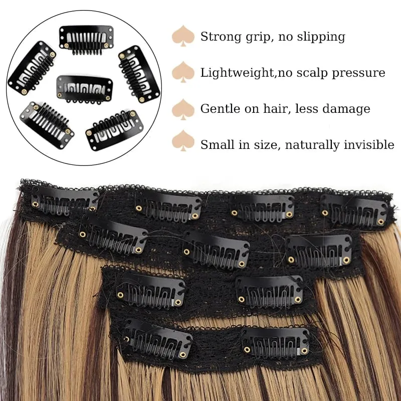 Syntetisk 4st Clip in Hair Extensions 14 tums raka hårförlängningar med BB Clips Osynligt sömlöst hårstycke för kvinnor