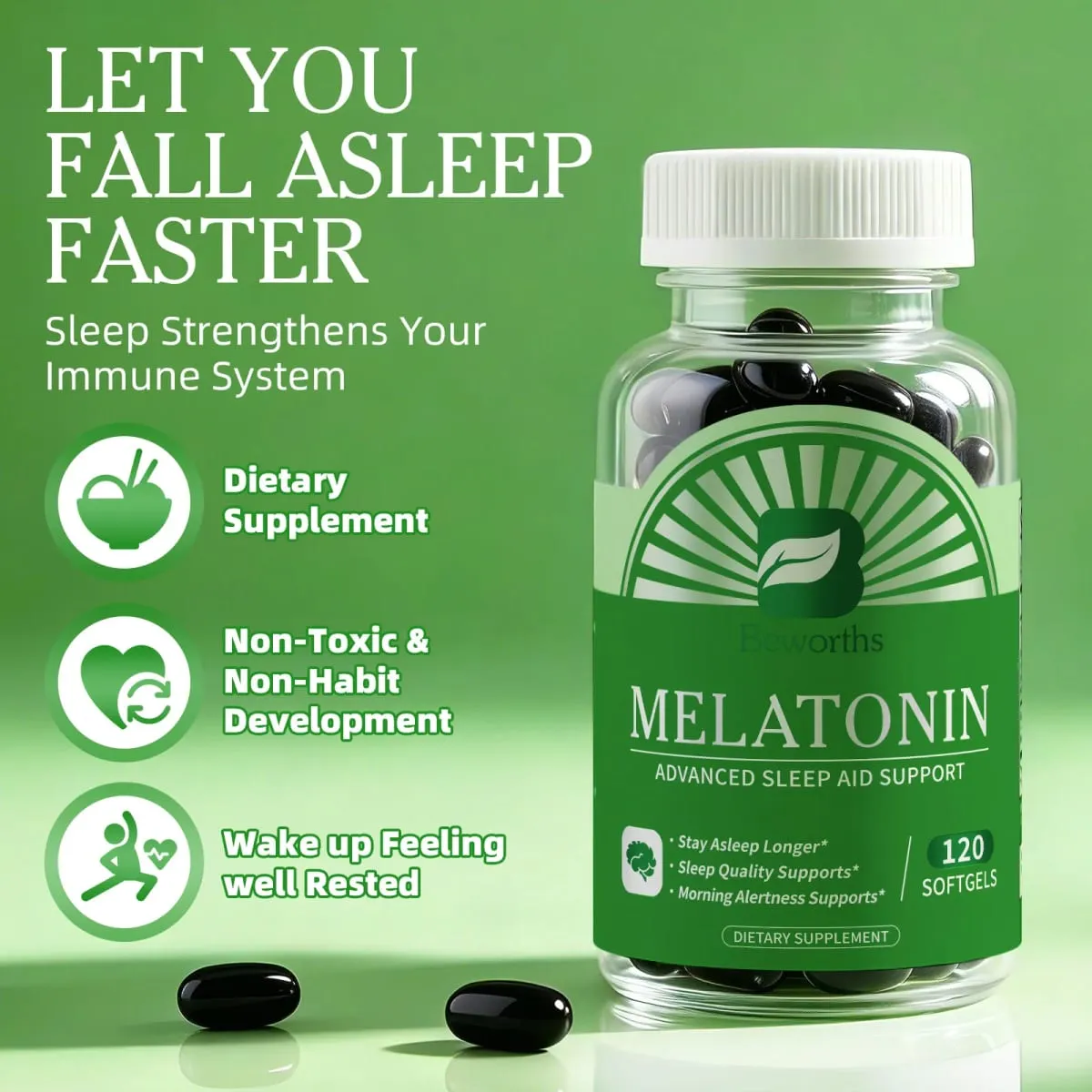5MG Melatonin Capsules Sleep Better Prolong Sleep Time No Insomniac Improve Sleep Quality Help Sleep Deep Sleep