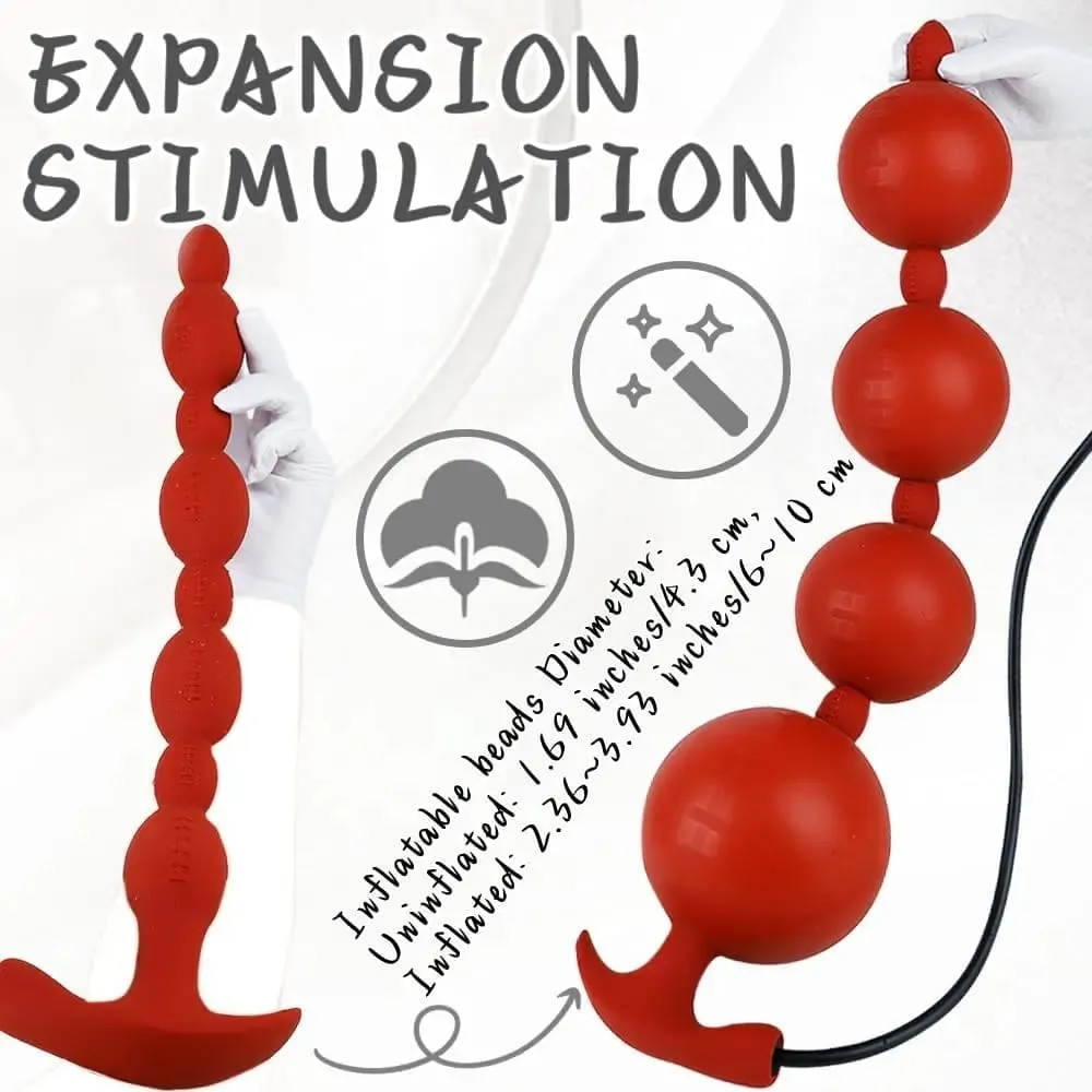 Contas anais infláveis ​​extra longas, plugue anal, enorme, silicone, tamanho ajustável, grande, grosso, 4 bolas, contas com base em t, brinquedos sexuais adultos