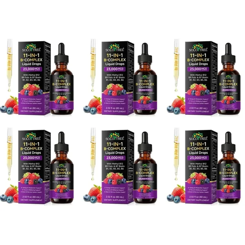 Tetes Cairan B-kompleks 11-In-1 Metil B12 Folat Biotin untuk Fokus Energi & Formula Pendukung Saraf Otak Dewasa 60Ml — image 12