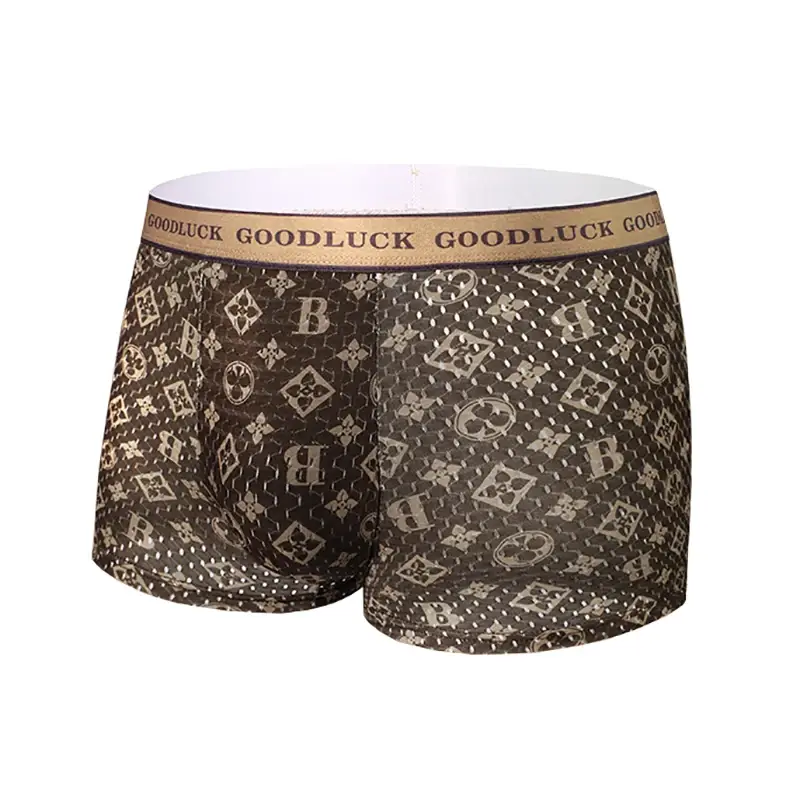 4pcs/set Men‘s Ice Silk Seamless Underwear Breathable Ultra-thin Boxer Briefs Soft Pouch Cooling Trunks