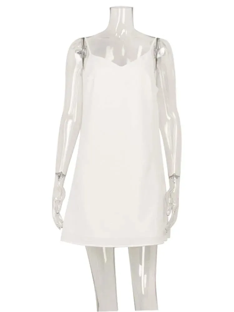 Ahagaga 패션 여성 드레스 솔리드 스트랩 붕대 일반 인과 v 넥 민소매 여름 캐미솔 루즈 스위트 Femlae Vestido