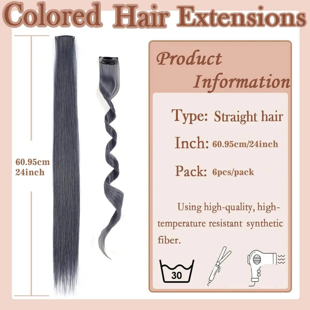 5PCS Gerade Clip In Haarverlängerungen Synthetische Highlight Clip Auf Haarteile Mode Haar Für Frauen Täglichen Party Cosplay — image 4