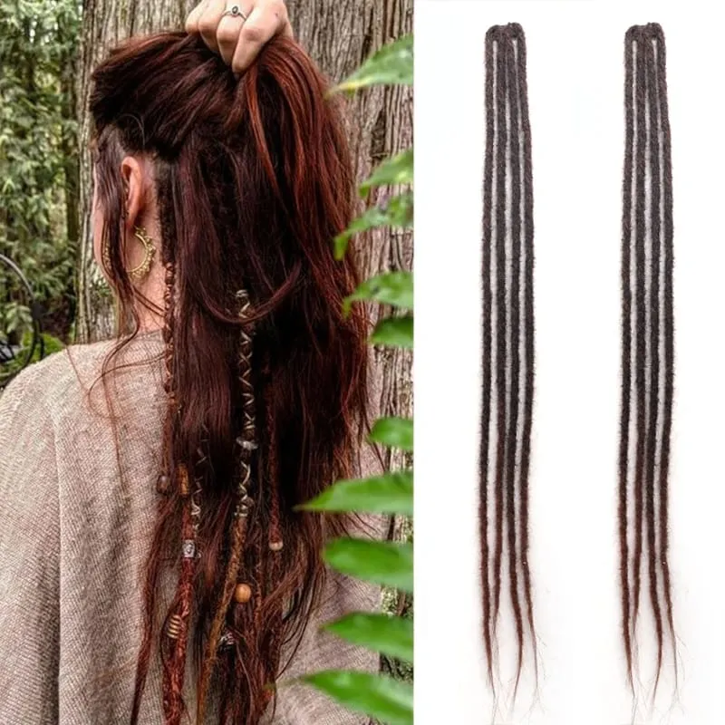 2Pcs 24"Clip‑in Synthetic Braided Hair Extensions with BB Clips Handmade Crochet Hair Pieces for Cosplay Hip‑Hop Festival