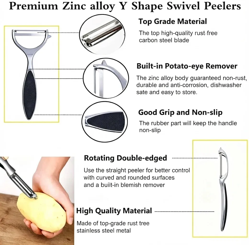 Y Shaped Vegetable Peeler Potato Peeler Rotatable Kitchen Tool for Apple Carrot Cucumber Potato Fruit Vegetable Food Preparation
