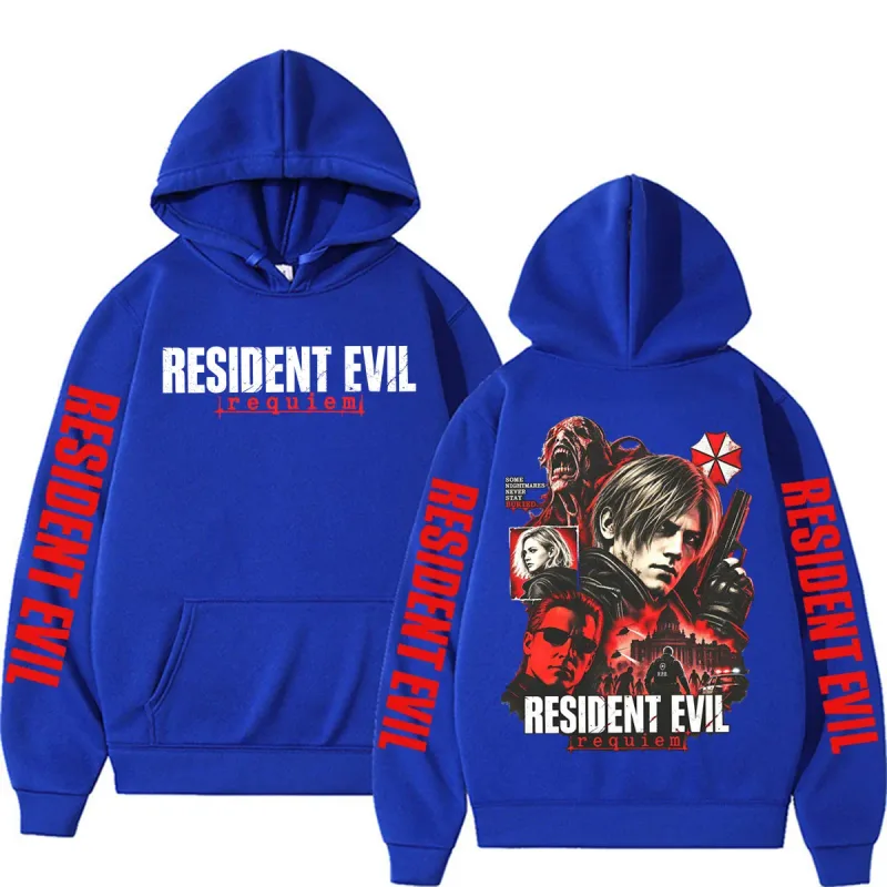 Leon Kennedy 生化危機安魂曲商品運動衫男士女士休閒高品質抓絨連帽衫原宿經典哥德連帽衫 — image 9