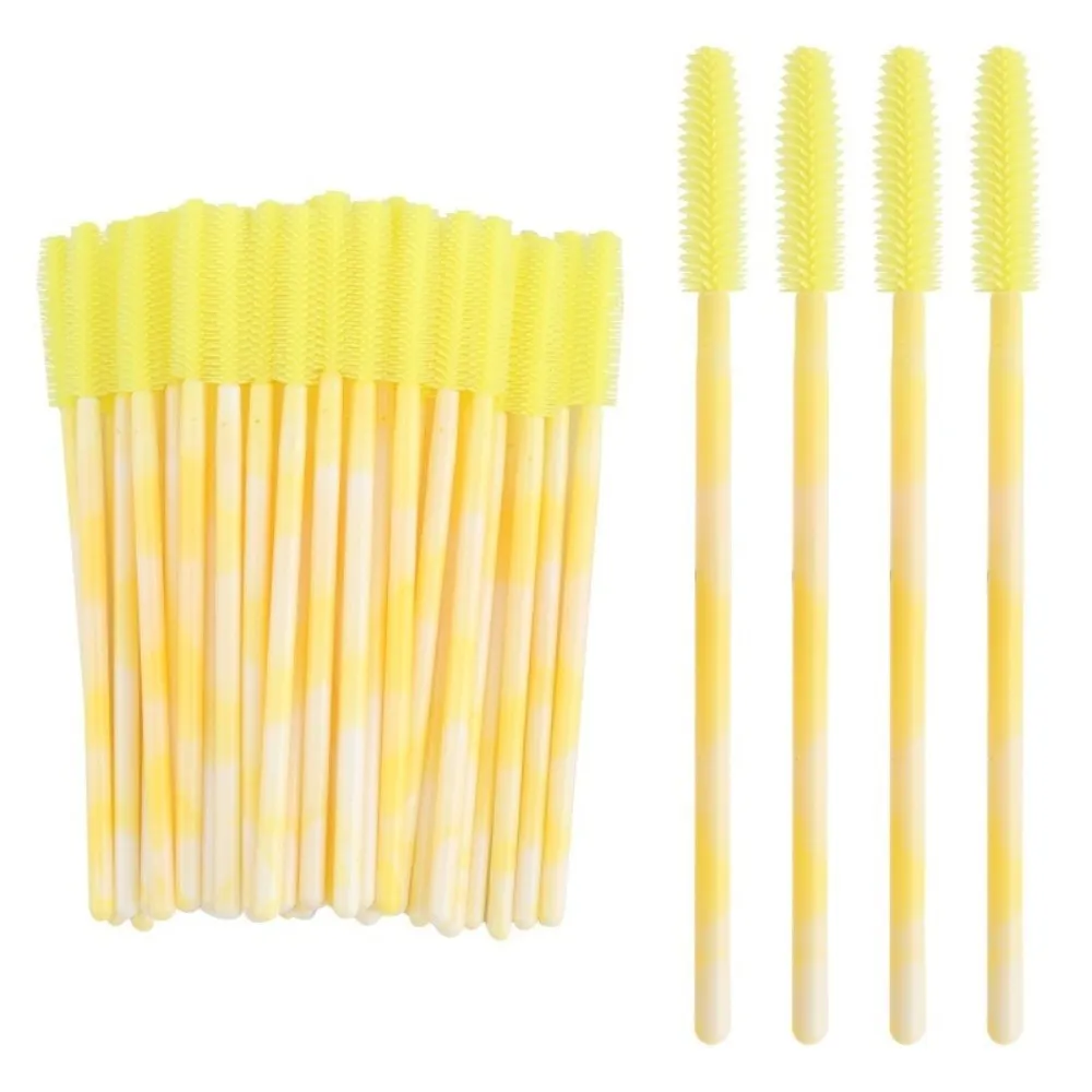 50Pcs Disposable Eyelash Brushes Silicone Makeup Tools Mascara Wand Applicator Rainbow Color Microbrush Eyebrow Comb Girl — image 1