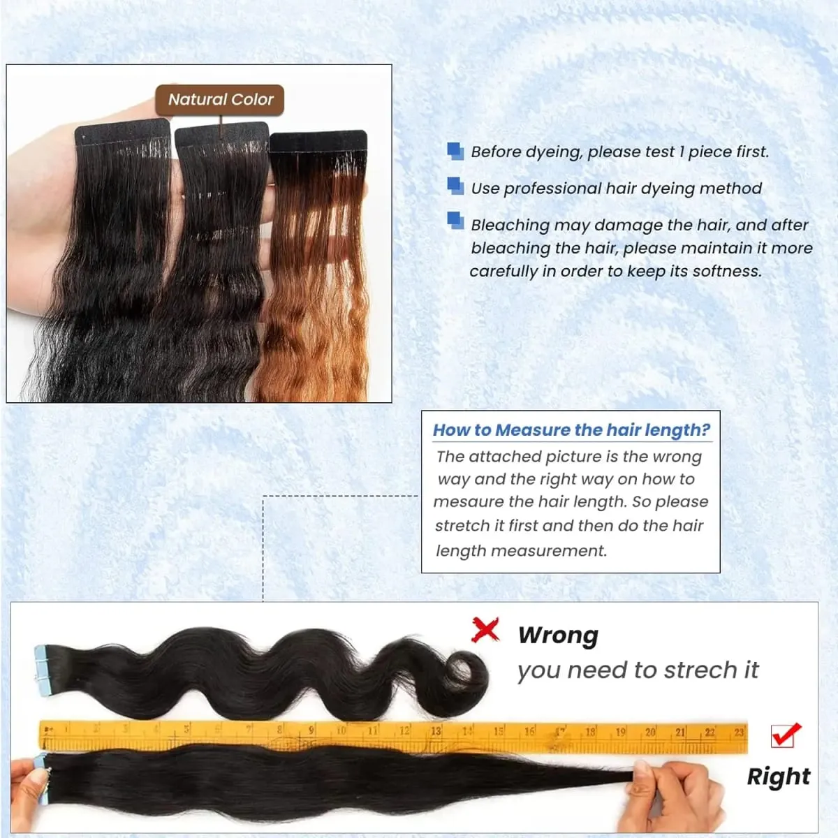 Deep Water Wave Tape In Hair Extensions Natural Black Remy 100% Human Hair 20pcs/50g Curly Tape ins Invisible Adhesive Seamless