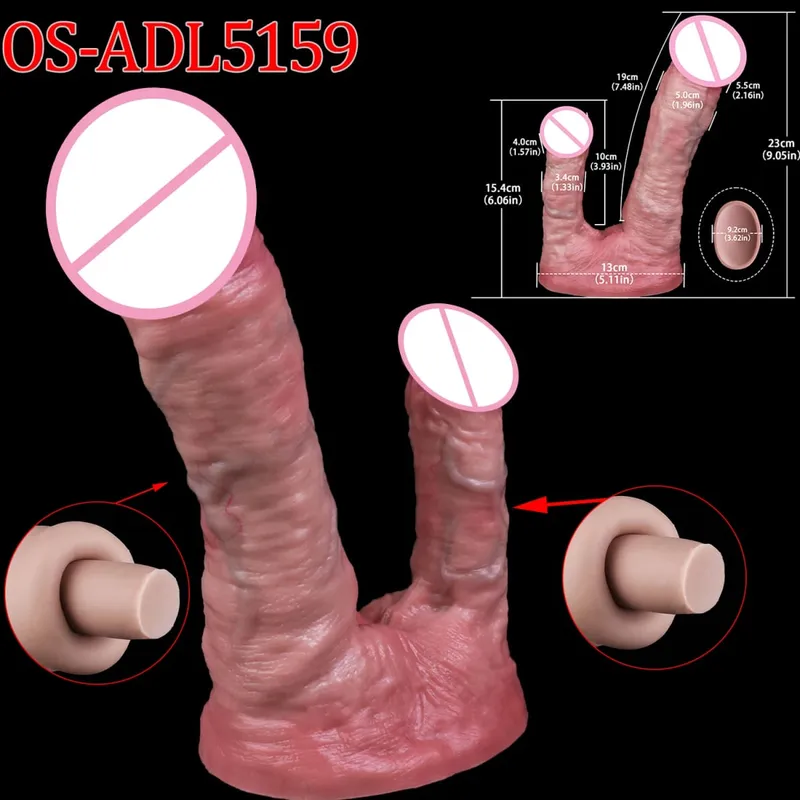 47cm realistická dlouhá dilda s dvojitou hlavou anální vaginální stimulátor Sexuální hračka s přísavkou pro lesbické páry Gay Muži Nástroje pro dospělé