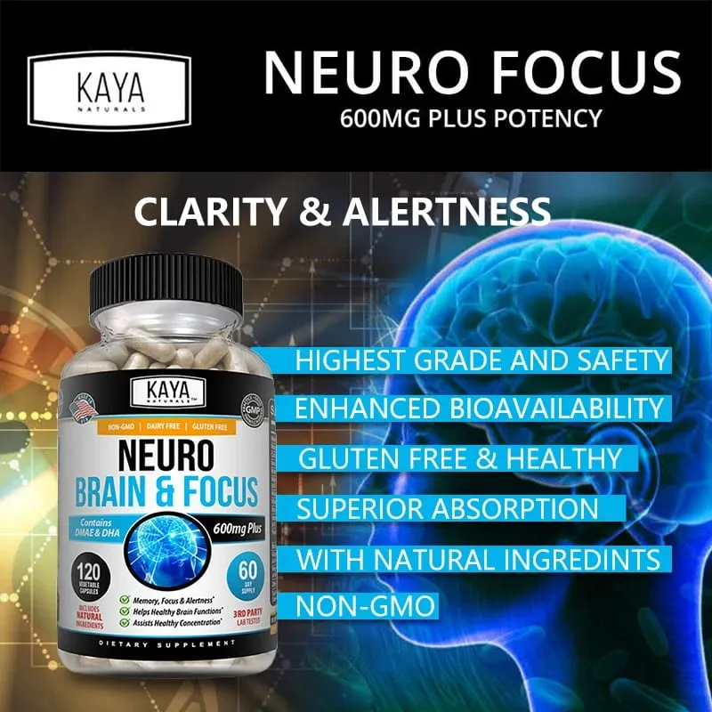 Nootropic Brain Booster Capsules - Vitaminer Minneskoncentration Klarhet & kognitiv prestationsstöd Stresslindring — image 2