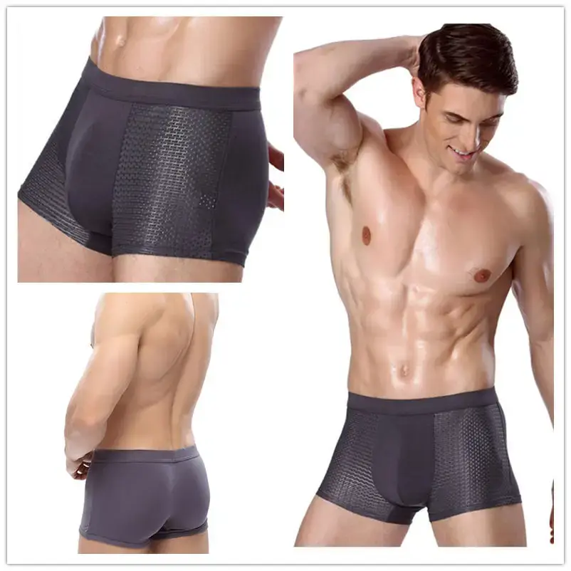 Männer Höschen Männliche Unterhose Mann Pack Shorts Boxer Unterwäsche Slip Homme Calzoncillos Bambus Loch Große Größe