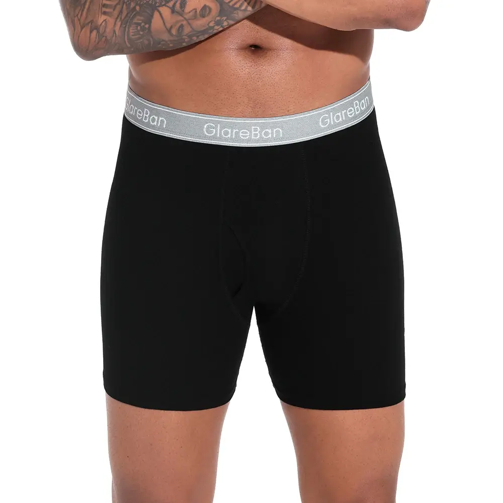 4pcs Black Long Leg 100% Cotton Boxer for Men New Underwear Male Brand Panties And Underpants For Homme Shorts Box Slip Briefs — image 2