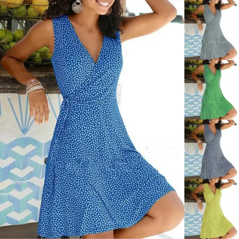 Vestidos para mulheres 2025 casual plus size floral envoltório v pescoço midi vestido uma linha swing boné manga midi vestidos de fiesta — image 2