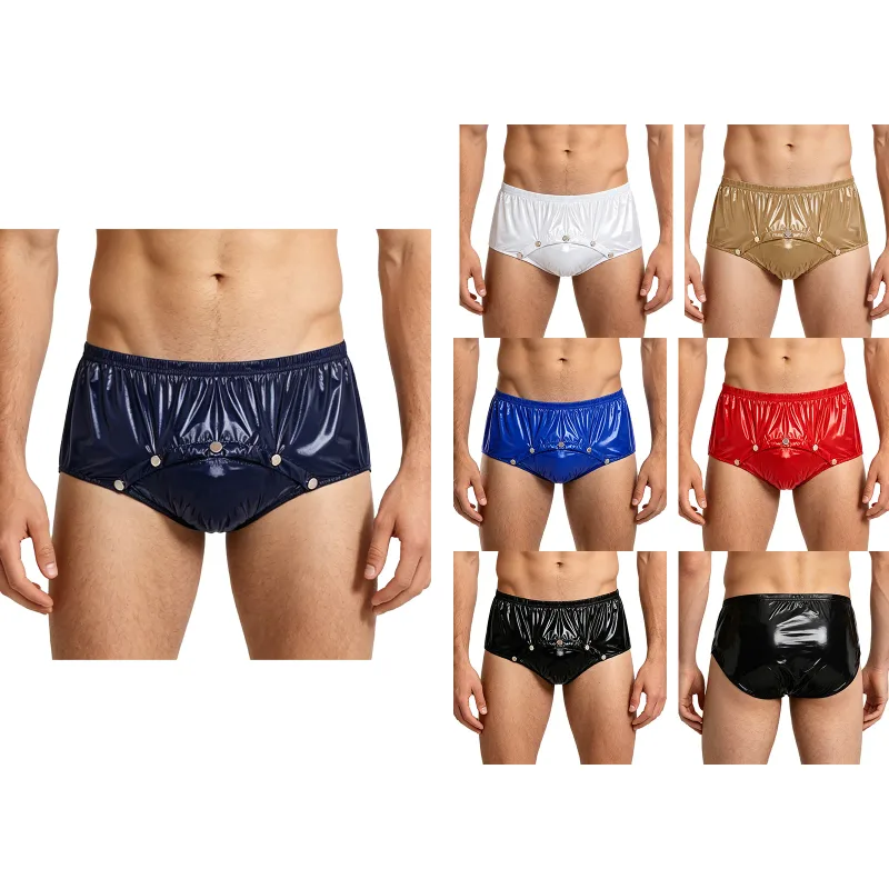 Calzoncillos impermeables para hombre con botones de presión frontal, ropa interior adaptable antifugas, pantalones cortos para personas mayores con necesidades especiales