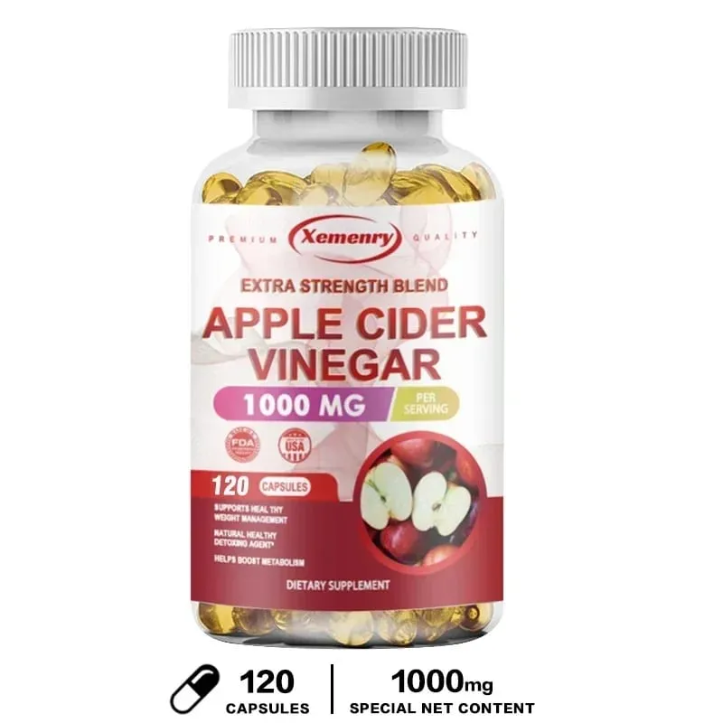 Apple Cider Vinegar Capsules - Fat Burning Detox Slimming Boosts Metabolism Healthy Weight Management