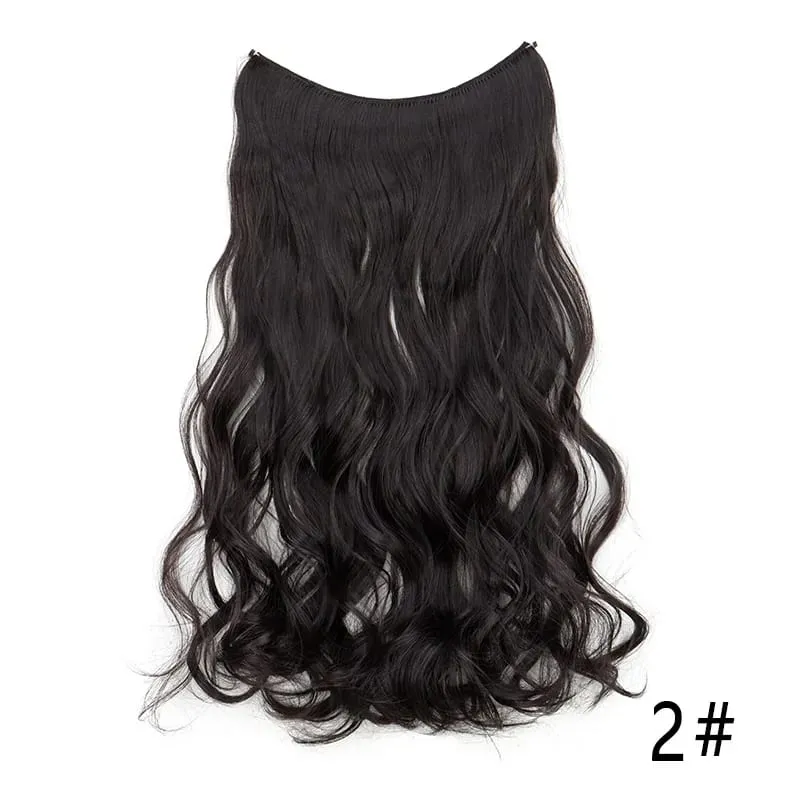 18Inch Synthetic Long Wavy Curly Halo Hair Invisible Fish Line Hair Extensions Heat Resistant Fiber Hairpiece For Women — image 8