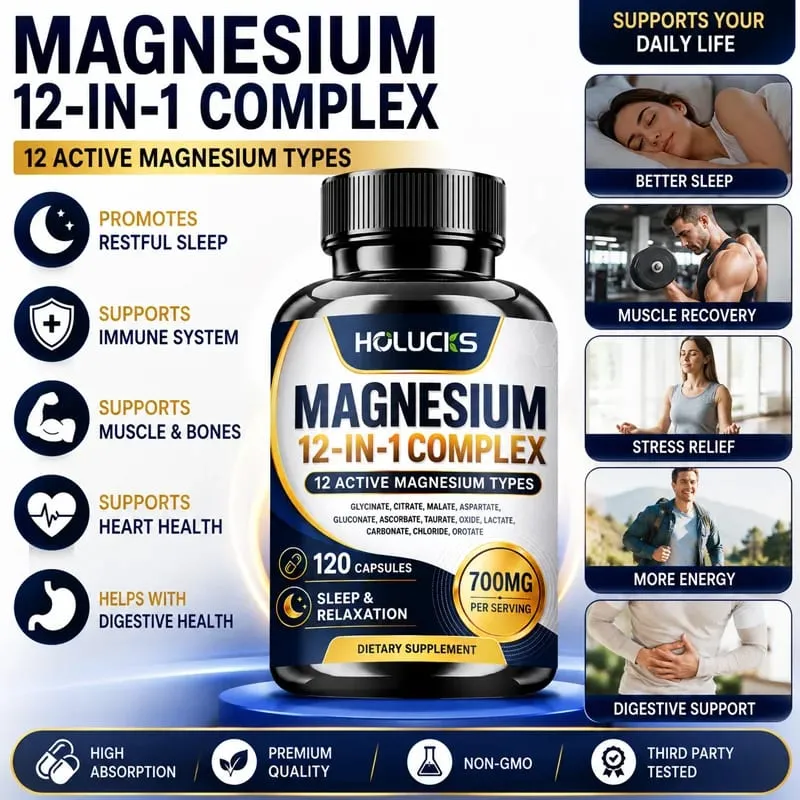 Advanced Magnesium Supplement with Citrate & Malate Magnesium Support Immune Heart Joint Teeth & Bone Health Gut Health