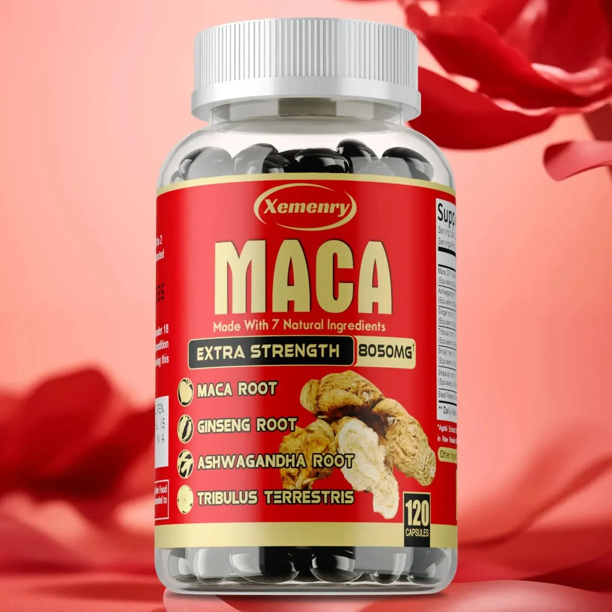 Maca Root Capsules - with Ginseng & Ashwagandha to Support Energy Endurance and Performance Muscle Mass Improve