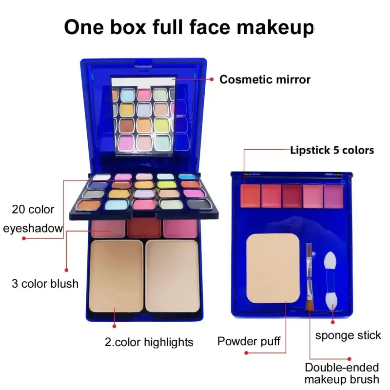 30-color multifunctional makeup palette eyeshadow + blush + powder + lip gloss comes with a powder puff eyeshadow brush cont — image 4