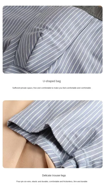 4Pcs Boxer Shorts Men's Underwear Sexy Panties Cotton Boxers Striped Underpants Male Shorts U Convex Lingerie Plus Size L-6XL