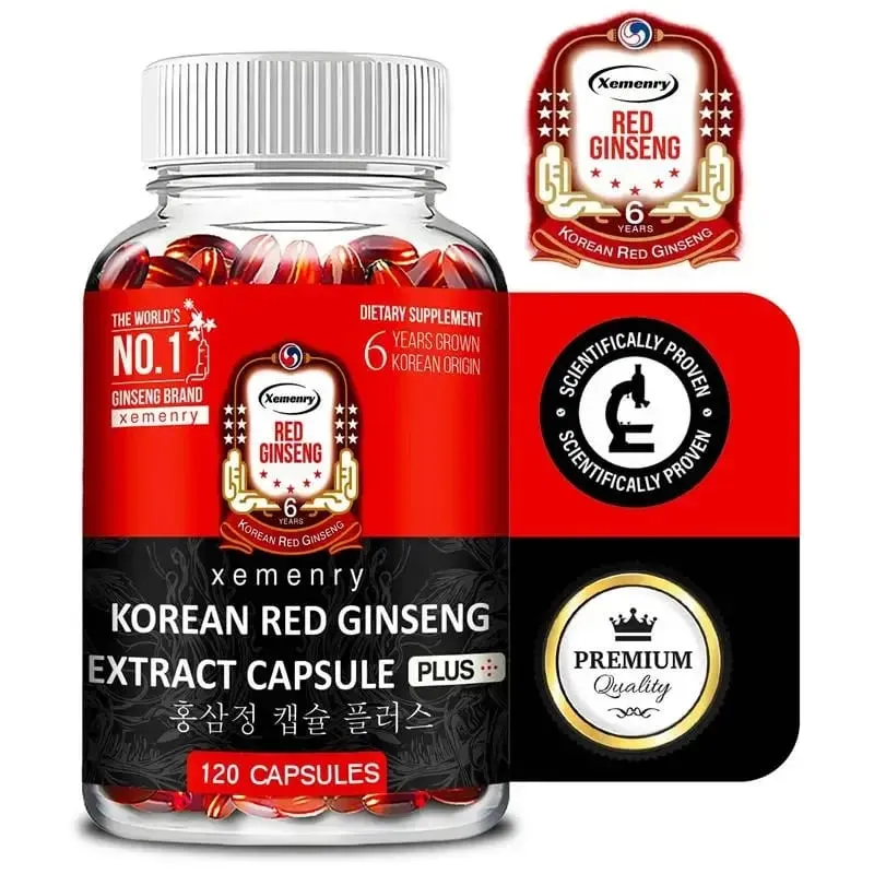Korean Red Ginseng Supplement - Supports Overall Health Boosts Energy Production Relieves Stress and Strengthens ImmunitySupp