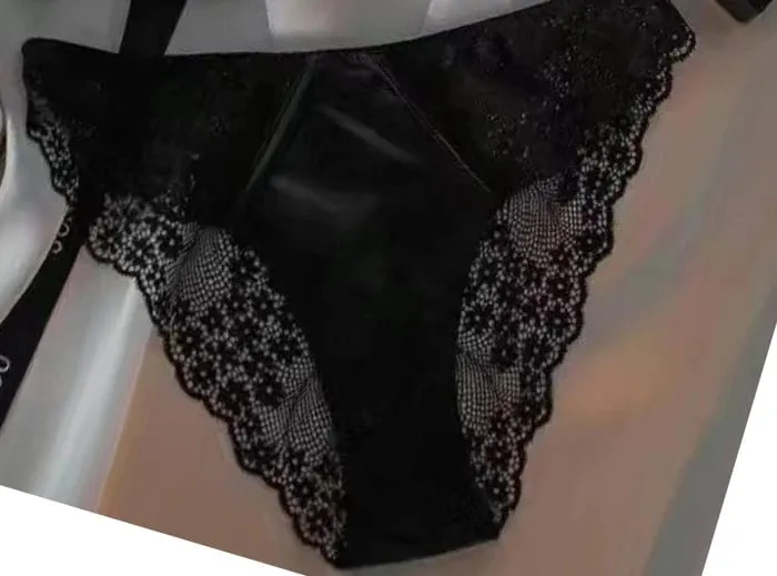 European -American sexy satin half cup comfortable upper support underwear set thin with steel ring green lace edge glossy bra