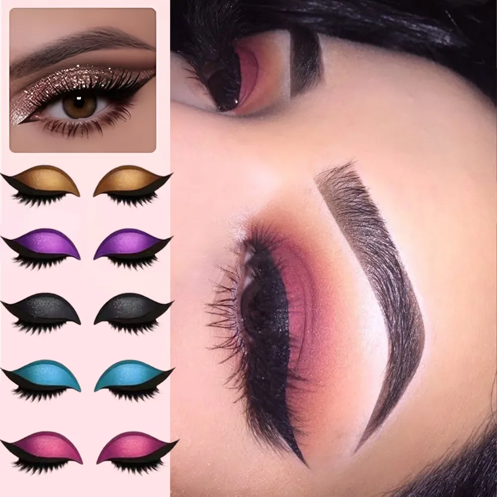 Reusable 1 Pair Lazy Eye Shadow Eyelash Patch 2-In-1 Eye Makeup Sticker With False Lashes & Shadow Waterproof Cosmetic Tools