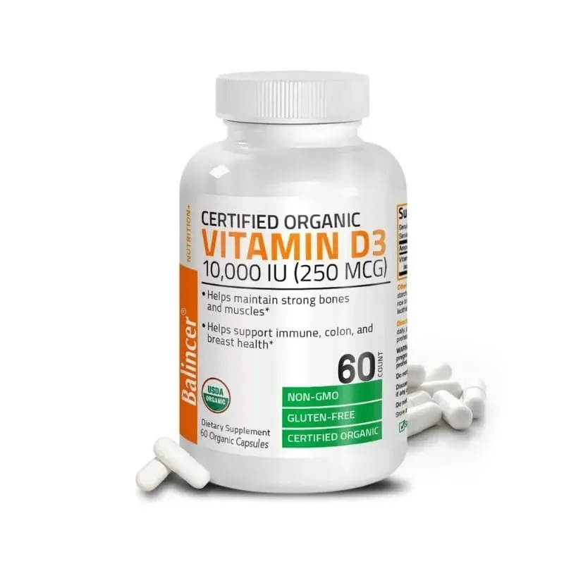 Vitamin D3 10000 IU for Immune Support Healthy Muscle Function and Bone Health High Potency Organic Non-GMO Vitamin D Supplement