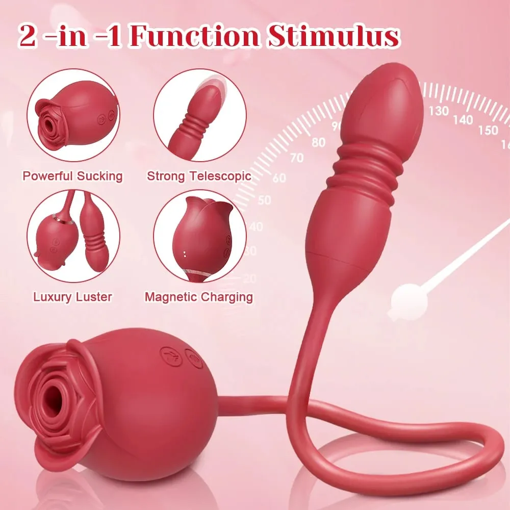 Rose-Sucking Thrusting Dildo Vibrator for Women Nipple Clit Stimulator Vibrating Egg Tongue Licking Clitoris Sucker Sex Toys