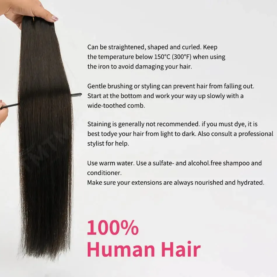 Straight PU Clip Ins Human Hair Extensions Black Brown Color 7 Pcs 110g/Set Seamless Invisible PU Weft For Women 100% Human Hair