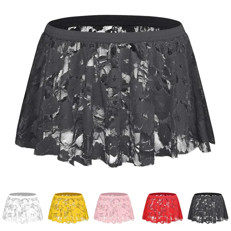 Heren effen kanten rok mesh doorzichtig voor lingerie laag voor opkomst geplooide rokken doorzichtige bodycon bodem voor feestavond