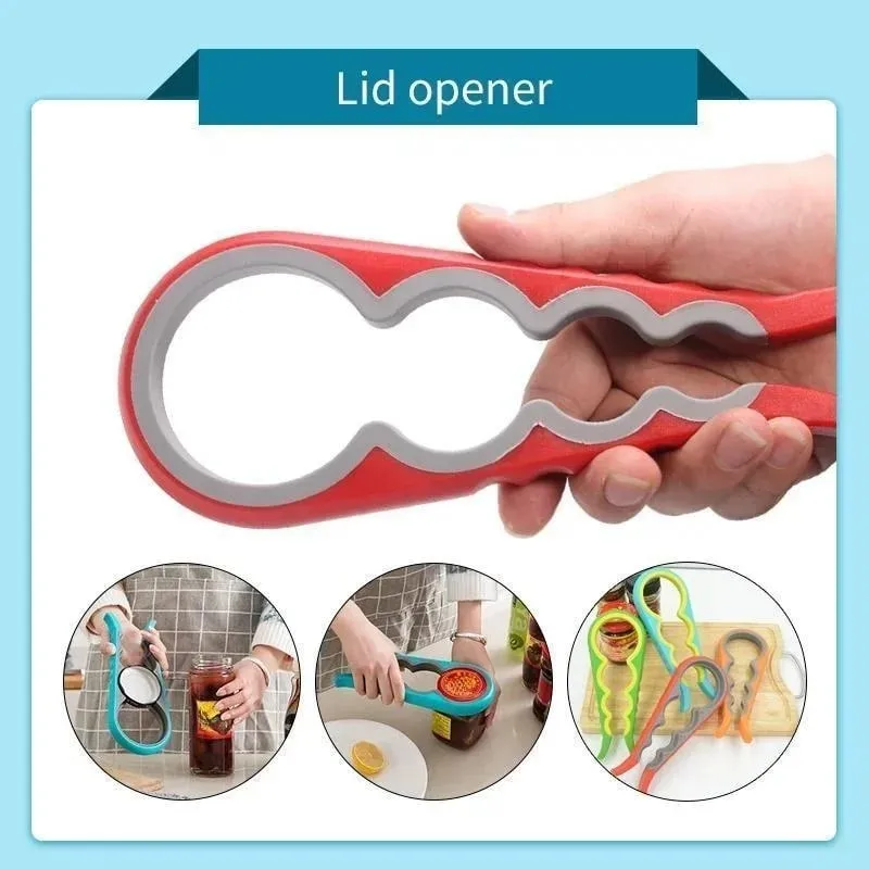 4 in 1 Multi-Function Non Slip Colorful Can Opener Tool Get Lids Off Easily Jar Opener Bottle Opener Jar Gripper for Weak Hands — image 8