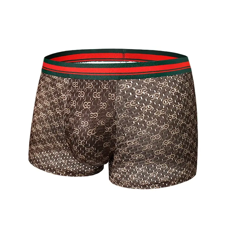 4pcs/set Men‘s Ice Silk Seamless Underwear Breathable Ultra-thin Boxer Briefs Soft Pouch Cooling Trunks
