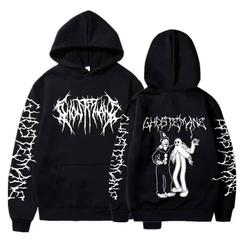 Ghostemane dubbelzijdig print hoodie herenmode hiphop metal rock hoodies gothic oversized sweatshirt trainingspak streetwear