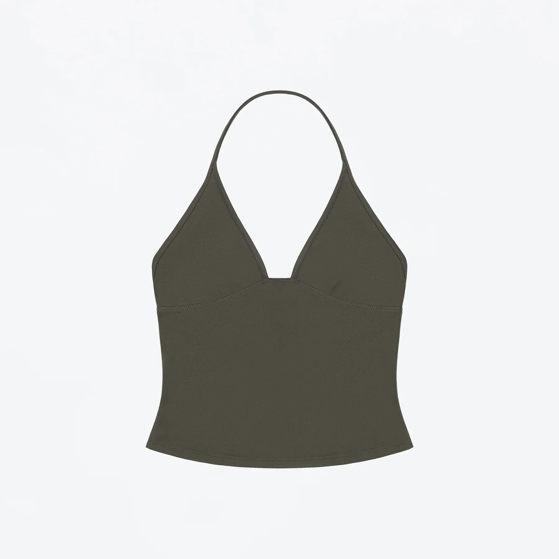 Tank Deep V Halter Neck Camisole Slim Fit Short Crop Top Tight-Fitting Waist-Cinching Backless Tank Top Versatile Outerwear Solid Color Base Shirt for a Spicy Look