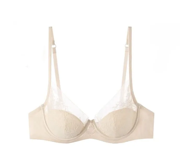 Set Lingerie Renda dan Satin Gaya Perancis, Bra Tali Dapat Disesuaikan & Bantalan Tipis Kawat Lembut Nyaman Pakaian Dalam Anak Perempuan Muslim