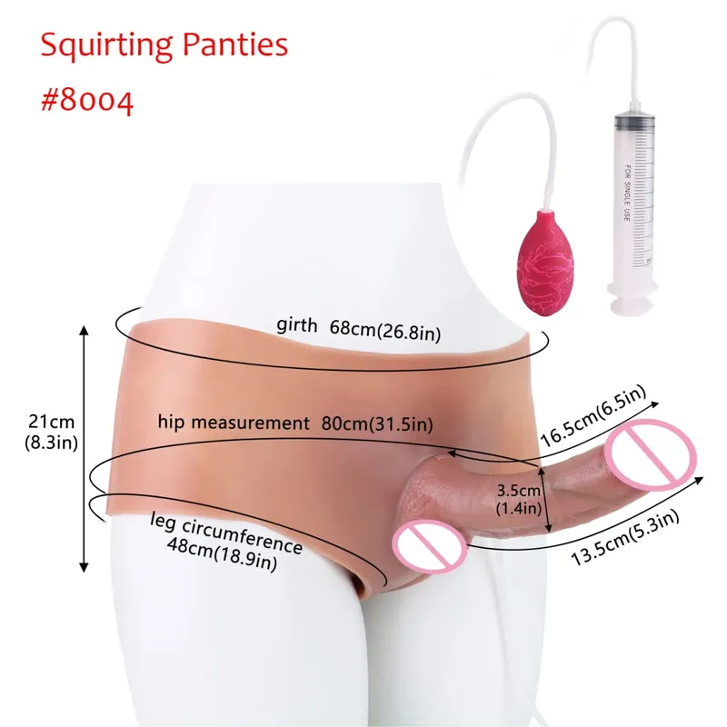 Black Nude Strapon Big Realistic Ejaculation Dildo Silicone Squirting Panties With Simulated Solid Penis Sex Toy For Women — image 9