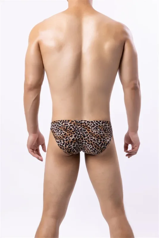 Sexy Men's Briefs Underwear Leopard Pattern Low Waist Soft Slip Briefs Lingerie Underpants Pouch Tangas Sexis De Hombre
