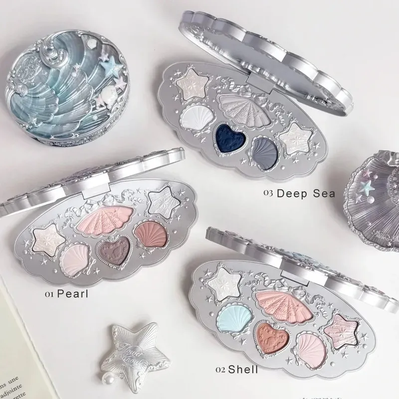 Flower Knows SShell pearls Set Eyeshadow Lip Gloss Blush Ocean Theme Cosmetic Kit