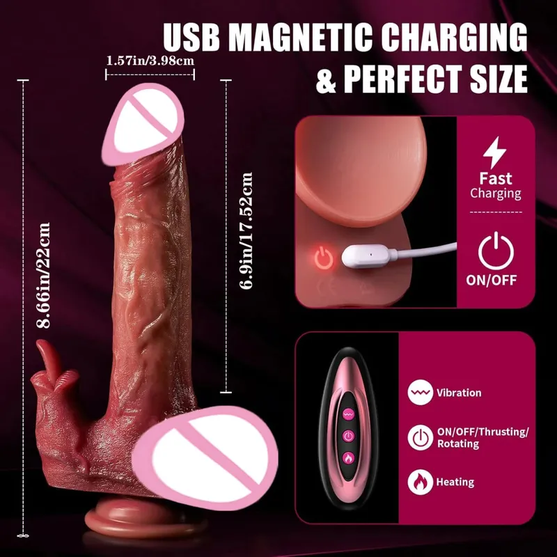 Realistic Heating Telescopic Dildo Vibrator Penis Dick Butt Plug Masturbator Sexy Adult Women Anal Dildos Vibrators Sex Toys 18 — image 11